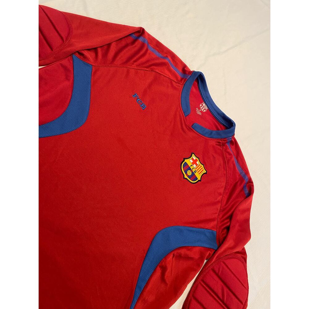 FC Barcelona Goalkeeper Soccer Jersey Mens Medium Large Red Elbow Pads Padded - Picture 2 of 14